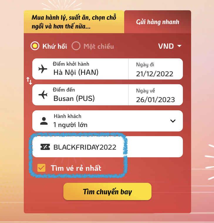 chọn hành trình bay