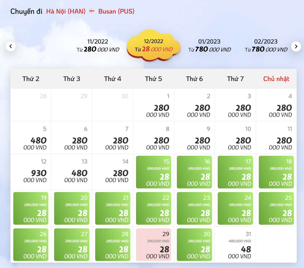 chọn ngày giờ bay